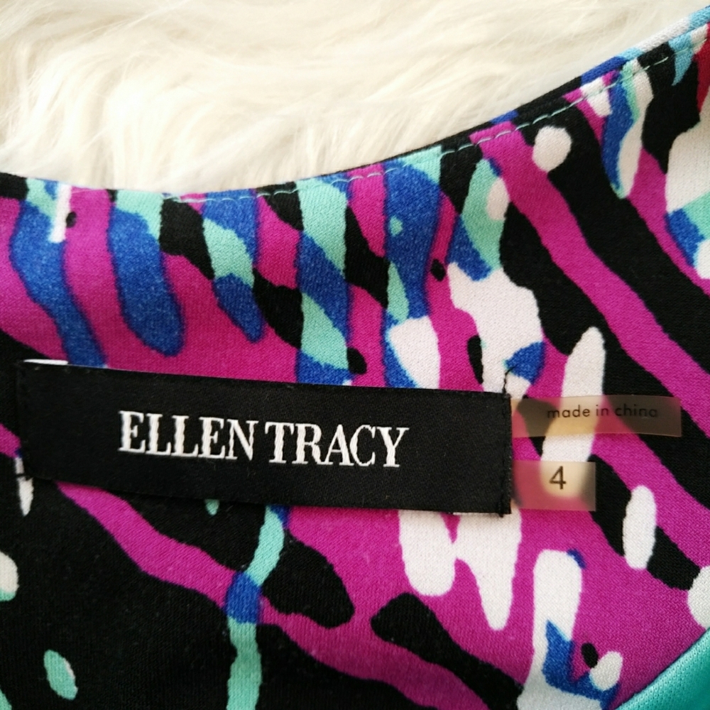 Ellen Tracy Multicolor Abstract Print Dress - Picture 8 of 9